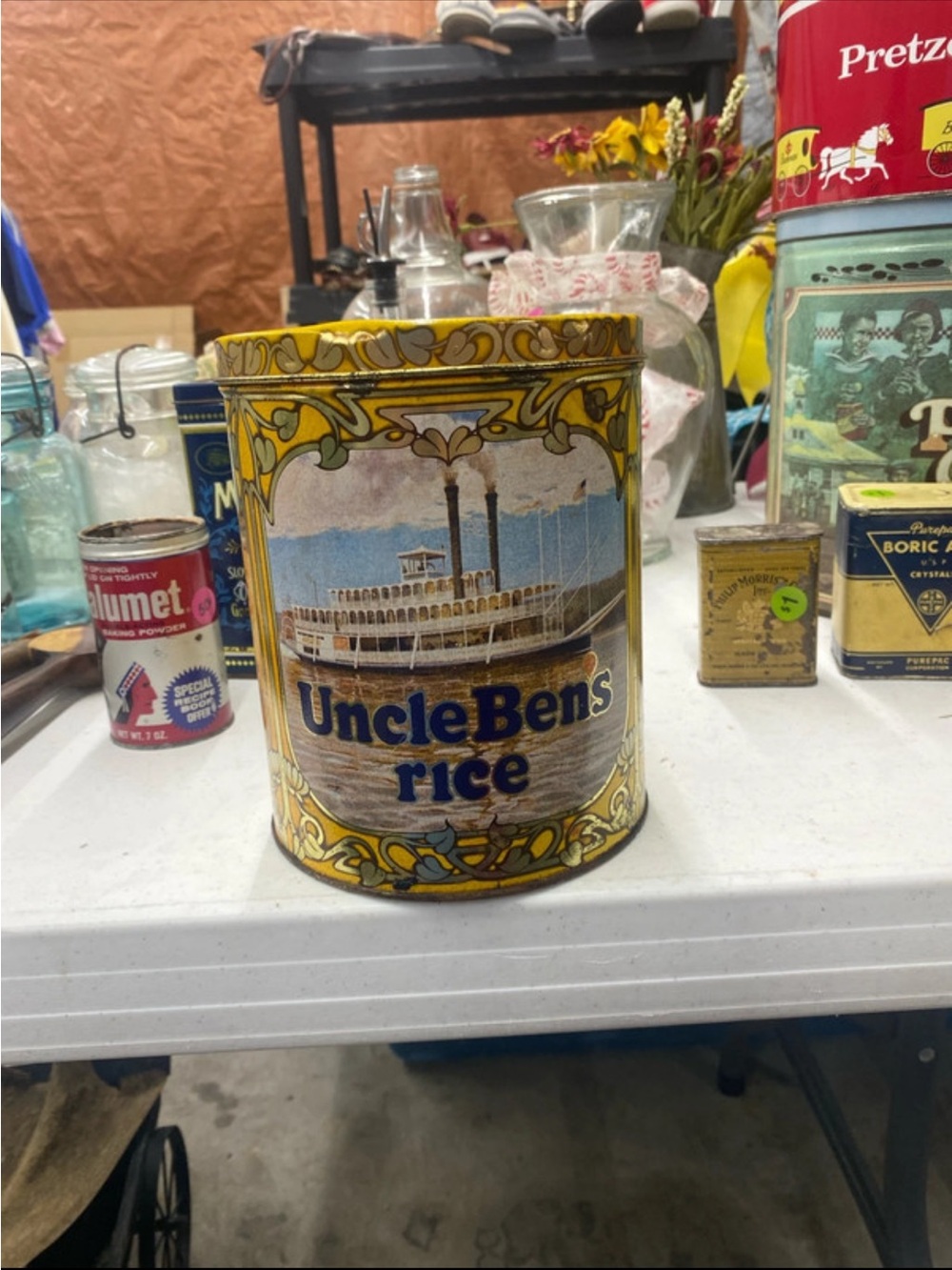 Uncle Ben's Decorative Rice Tin - Yellow and Blue Accent